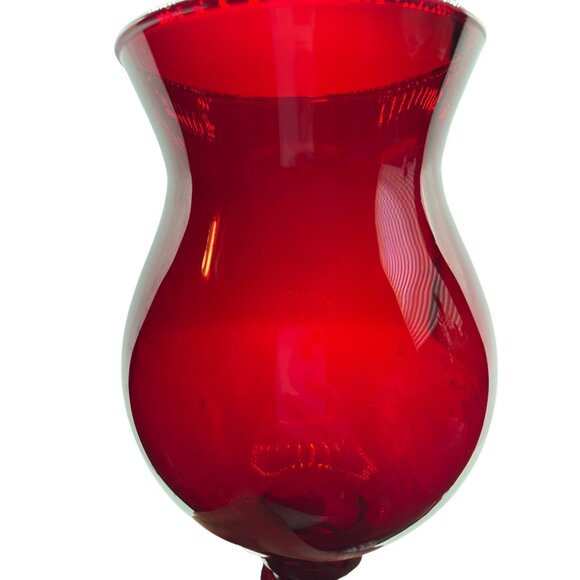 Vintage Ruby Red Glass Empoli Style Footed Pedestal Vase 11.75" - Picture 10 of 10